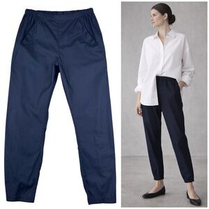 Maria Cornejo Navy Cotton Pull-On Tapered Pants Size 6 Joggers Minimalist USA